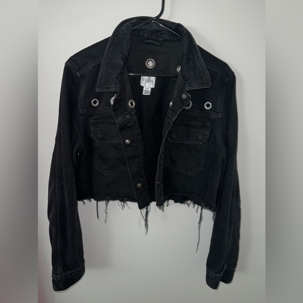 Cropped black denim vintage jacket